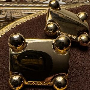 Vintage Gold-tone GIVENCHY Couture Ball & Mirror Clip Earrings